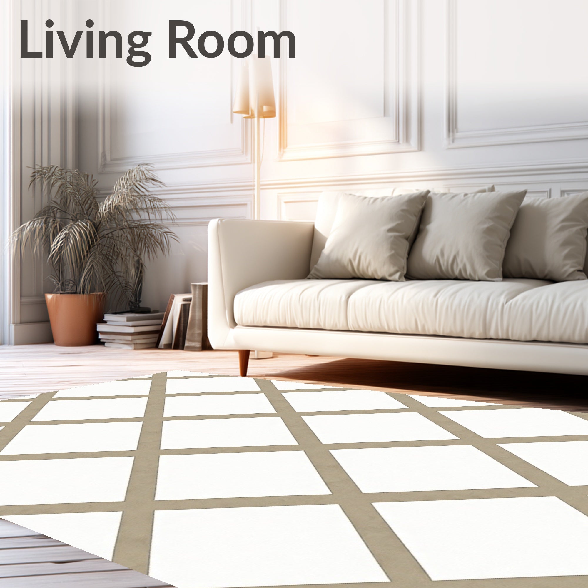 Natural Diamond Lattice Pattern Rug