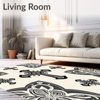 Ornate Cross Patterned Dark Grey Rug