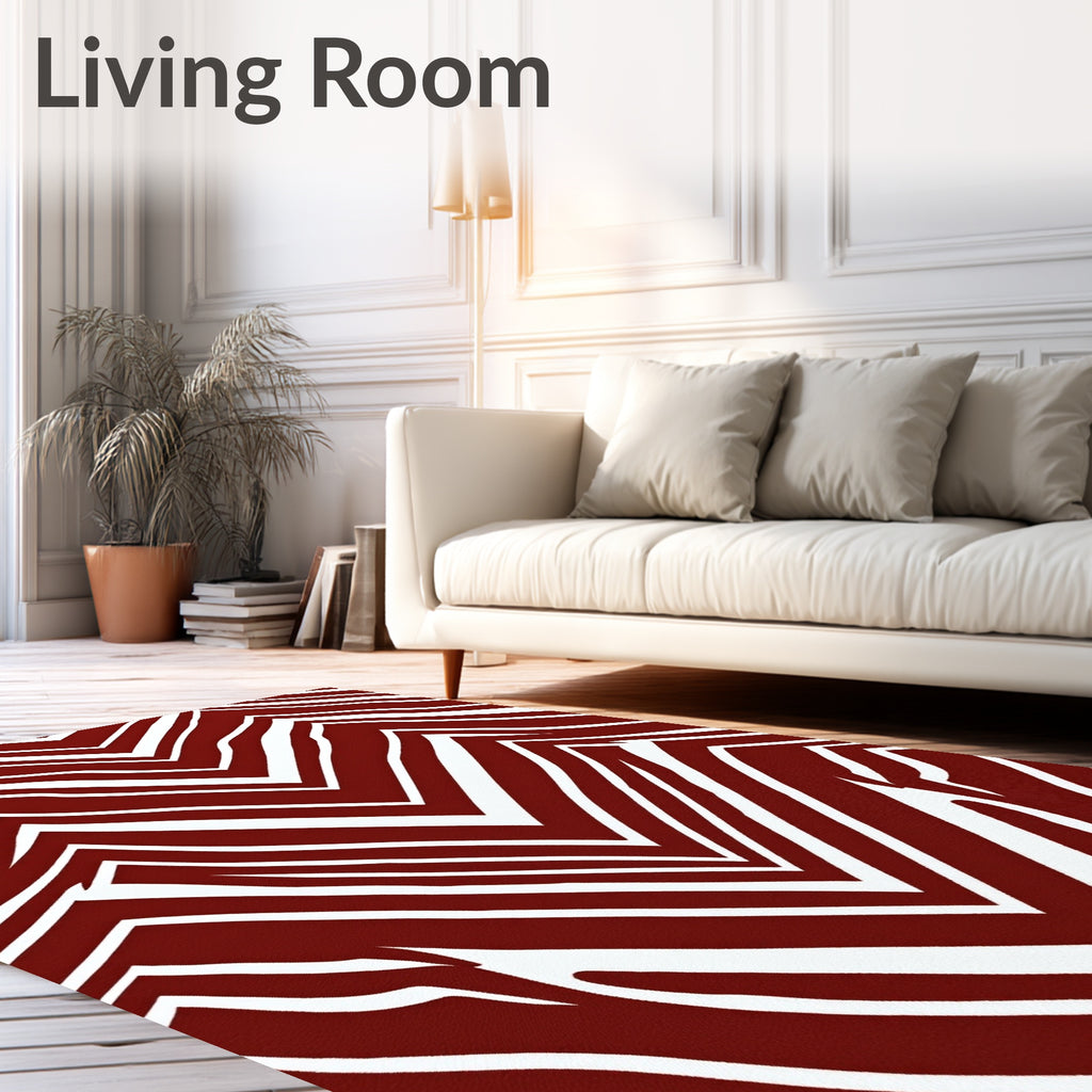 Bold Red White Chevron Pattern Rug
