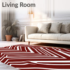 Bold Red White Chevron Pattern Rug