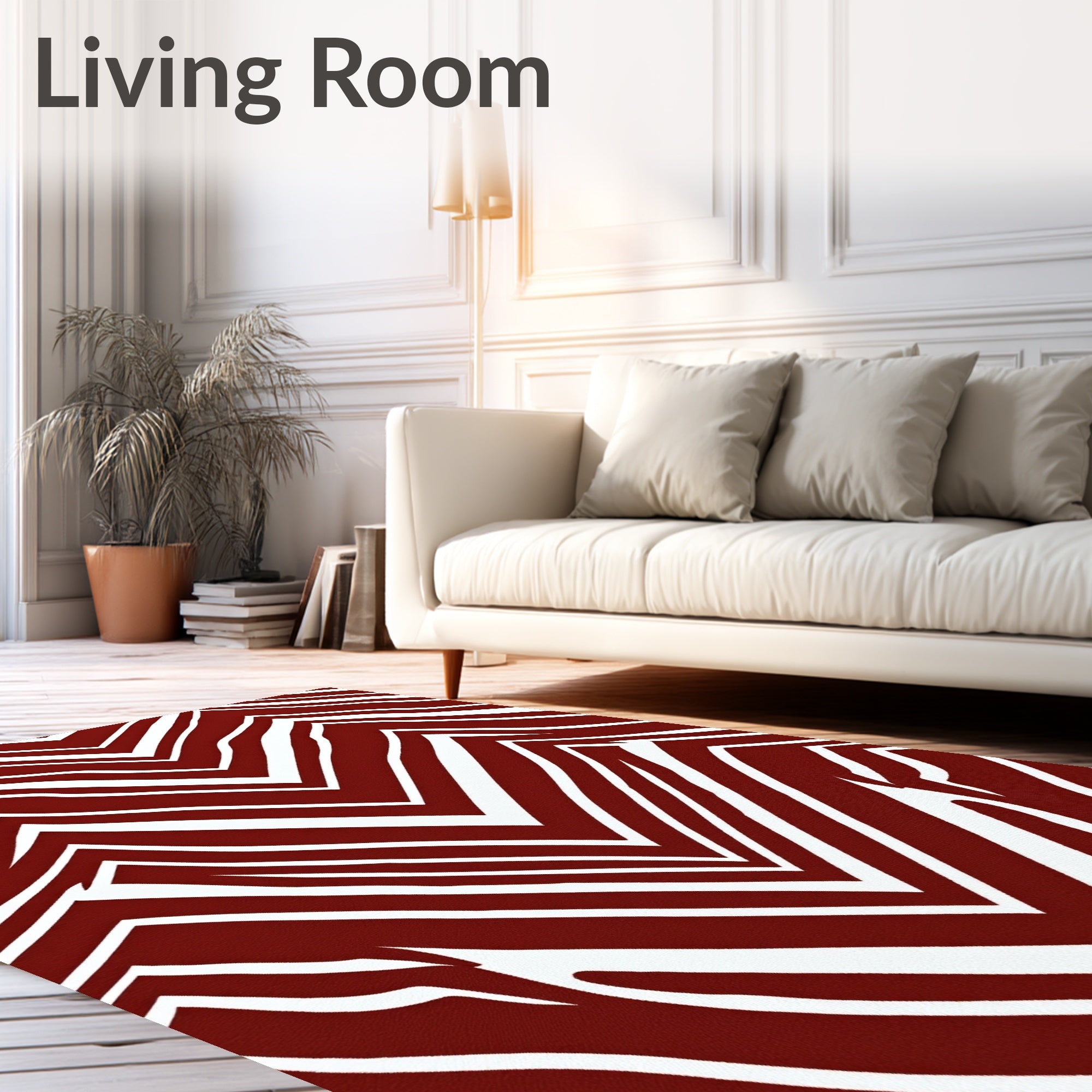 Bold Red White Chevron Pattern Rug