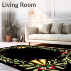 Elegant Floral Bells Festive Border Rug
