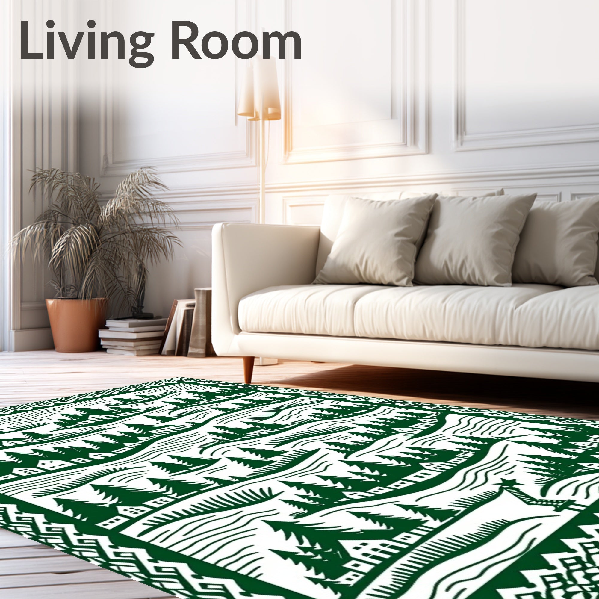 Forest Village Landscape Pattern Rug