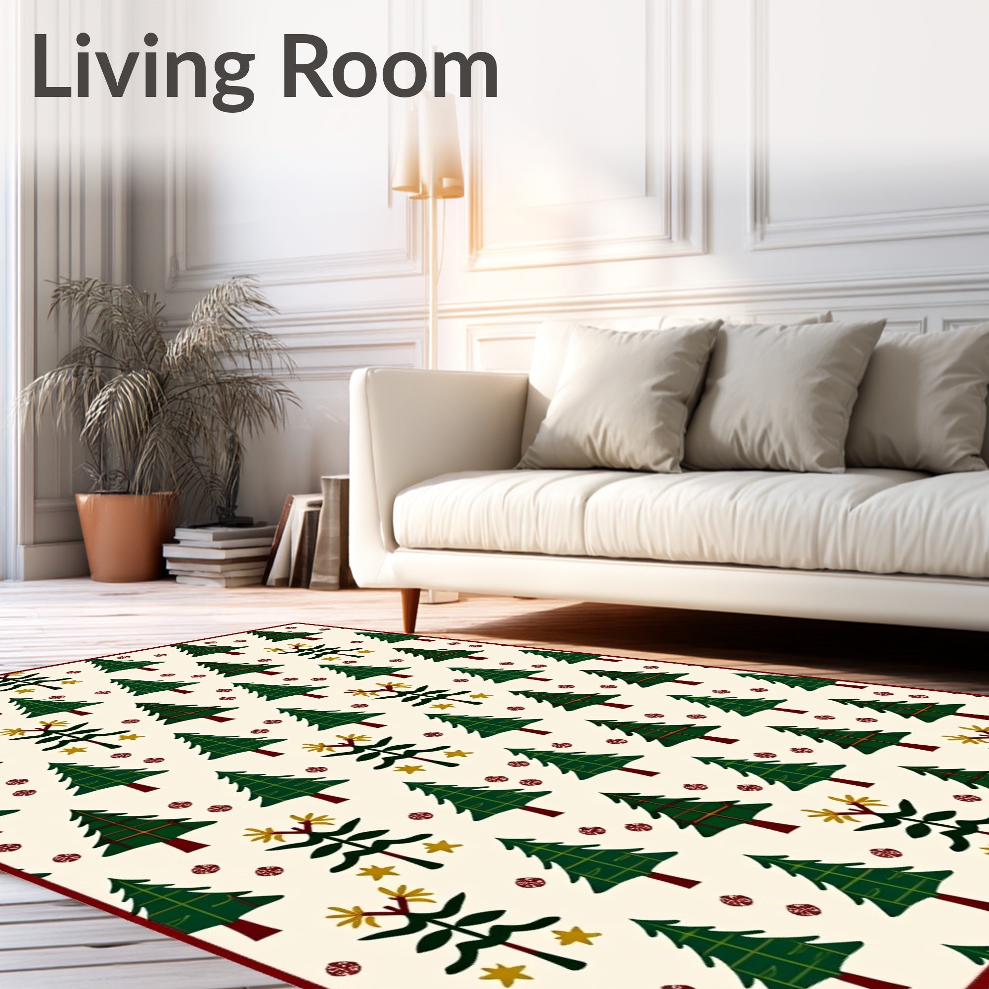 Whimsical Evergreen Tree Folk Star Rug