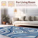 Abstract Navy Swirl Waves Rug