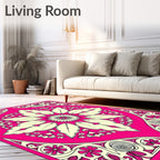 Vibrant Pink Floral Mandala Design Rug