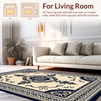 Classic Dark Blue Medallion Pattern Rug