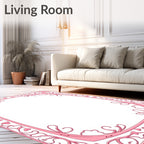 Romantic Pink Heart Swirl Border Rug