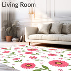 Pink Daisy Pattern Floral Design Rug