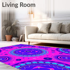 Vibrant Pink Blue Mandala Stars Rug