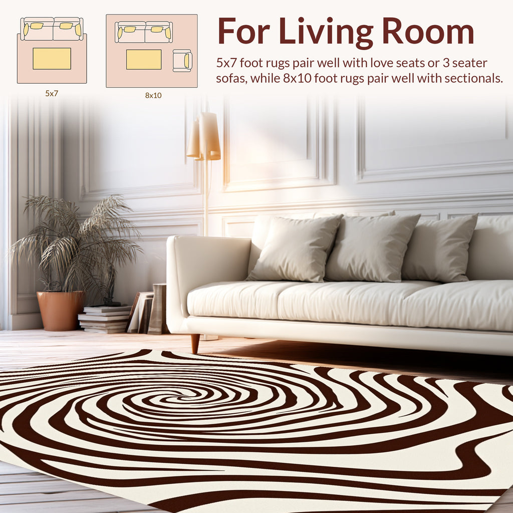 Brown Cream Swirl Animal Pattern Rug
