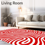 Crimson Swirls Abstract Stripe Rug