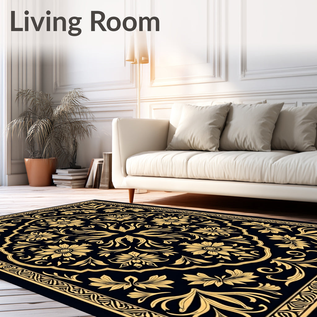 Classic Floral Leaf Scrollwork Design Rug
