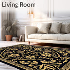 Classic Floral Leaf Scrollwork Design Rug