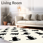 Black Cat Patterned Whimsical Rug