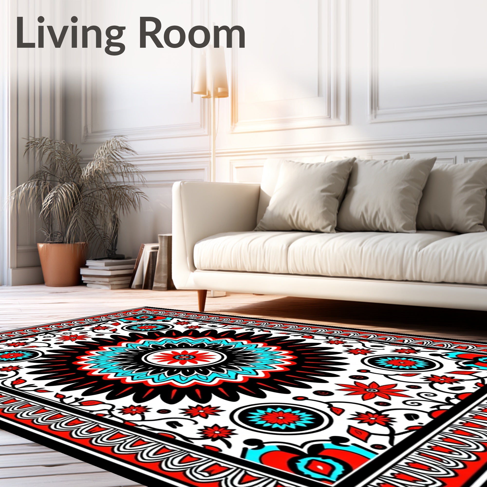 Bold Floral Sunburst Traditional Pattern Rug