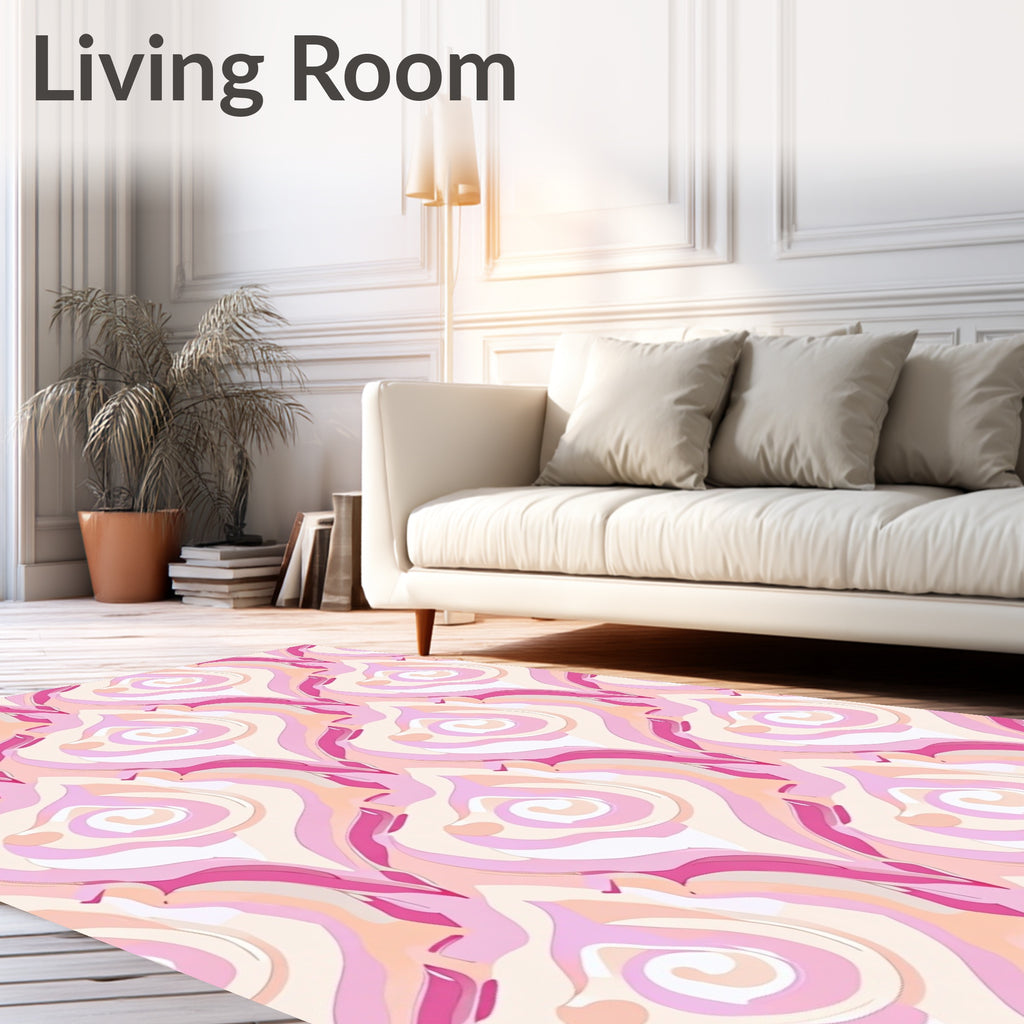 Swirling Pink Art Nouveau Design Rug