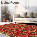 Intricate Red Gold Floral Motif Rug