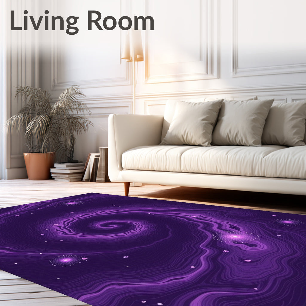 Purple Swirl Nebula Star Pattern Rug