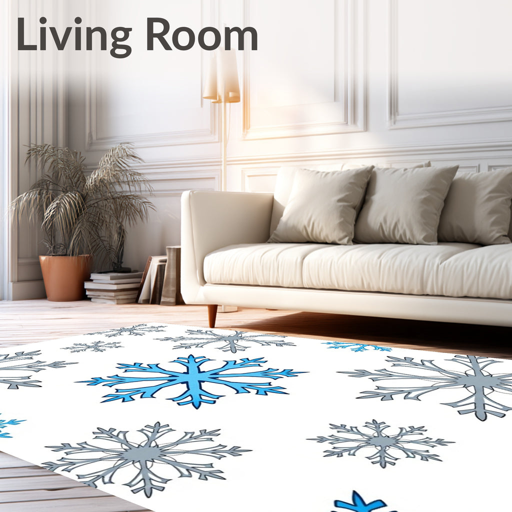 Winter Blue Snowflake Scatter Rug