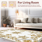 Elegant Gold Sunburst Scrollwork Rug