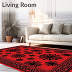 Red Snowflake Pattern Accent Rug