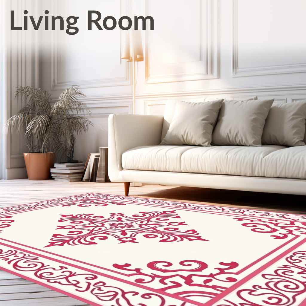 Vibrant Crimson Traditional Motif Rug