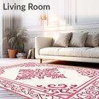 Vibrant Crimson Traditional Motif Rug