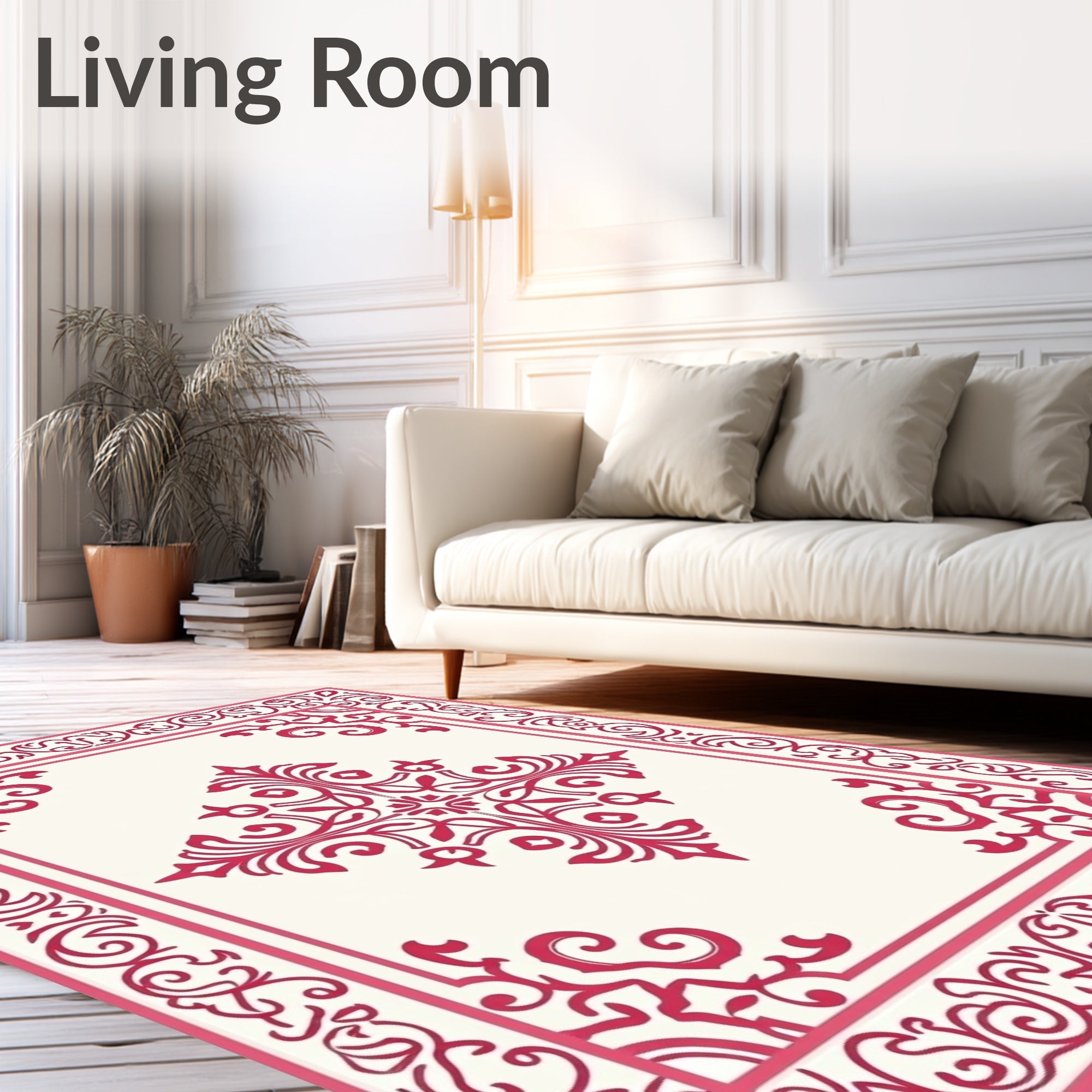 Vibrant Crimson Traditional Motif Rug