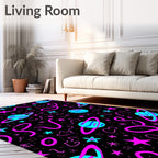 Neon Pink Blue Cosmic Planet Stars Rug