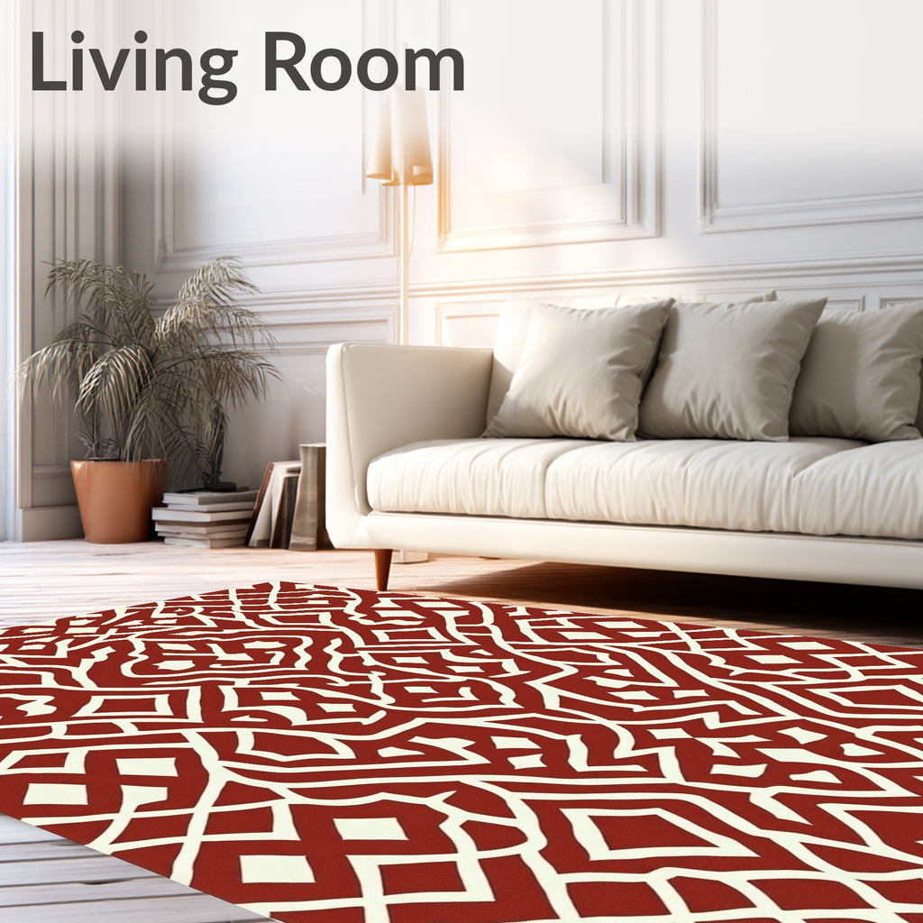 Intricate Lattice Interlocking Geometric Design Rug
