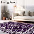 Elegant Ivory Floral Swirl Pattern Rug