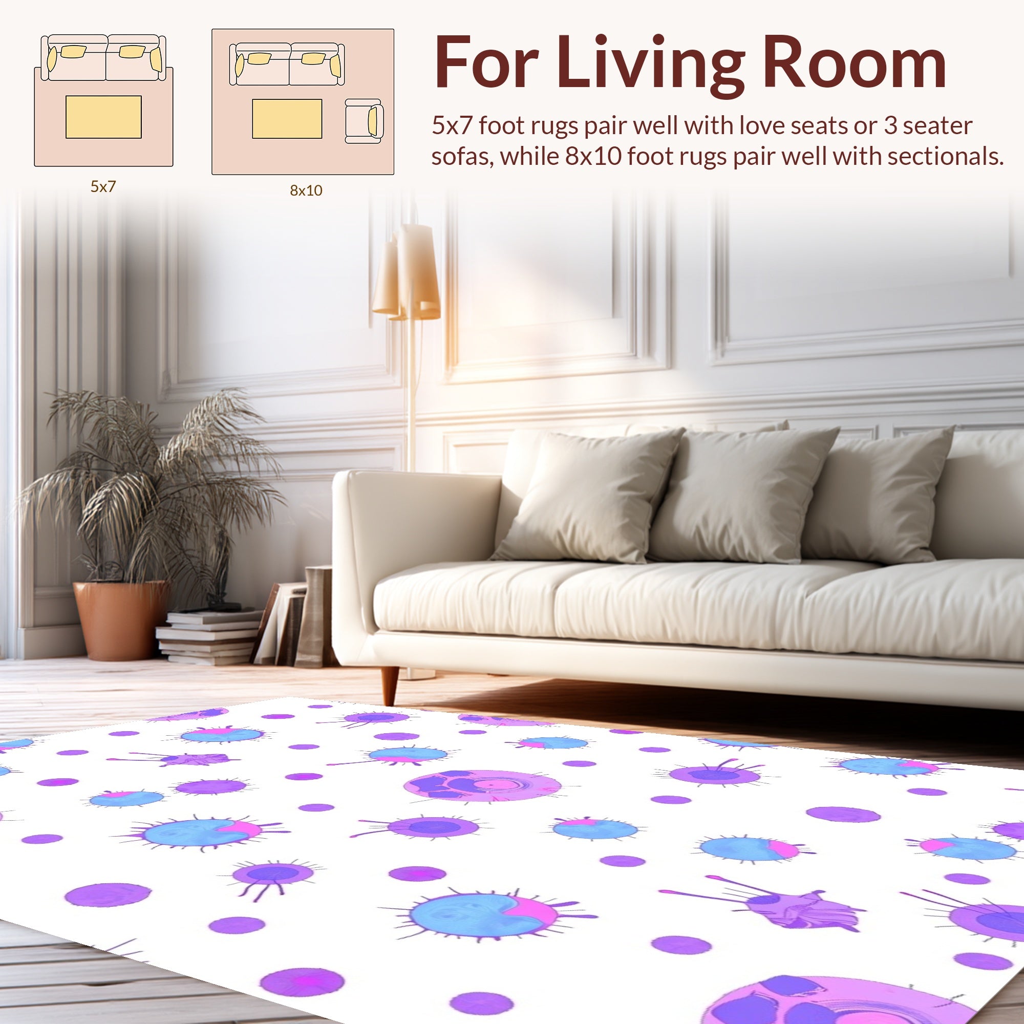 Vibrant Purple Blue Cell Pattern Rug