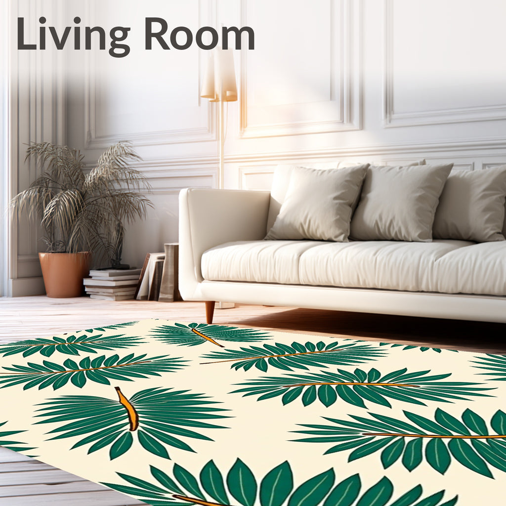 Green Tropical Palm Leaf Radiance Rug