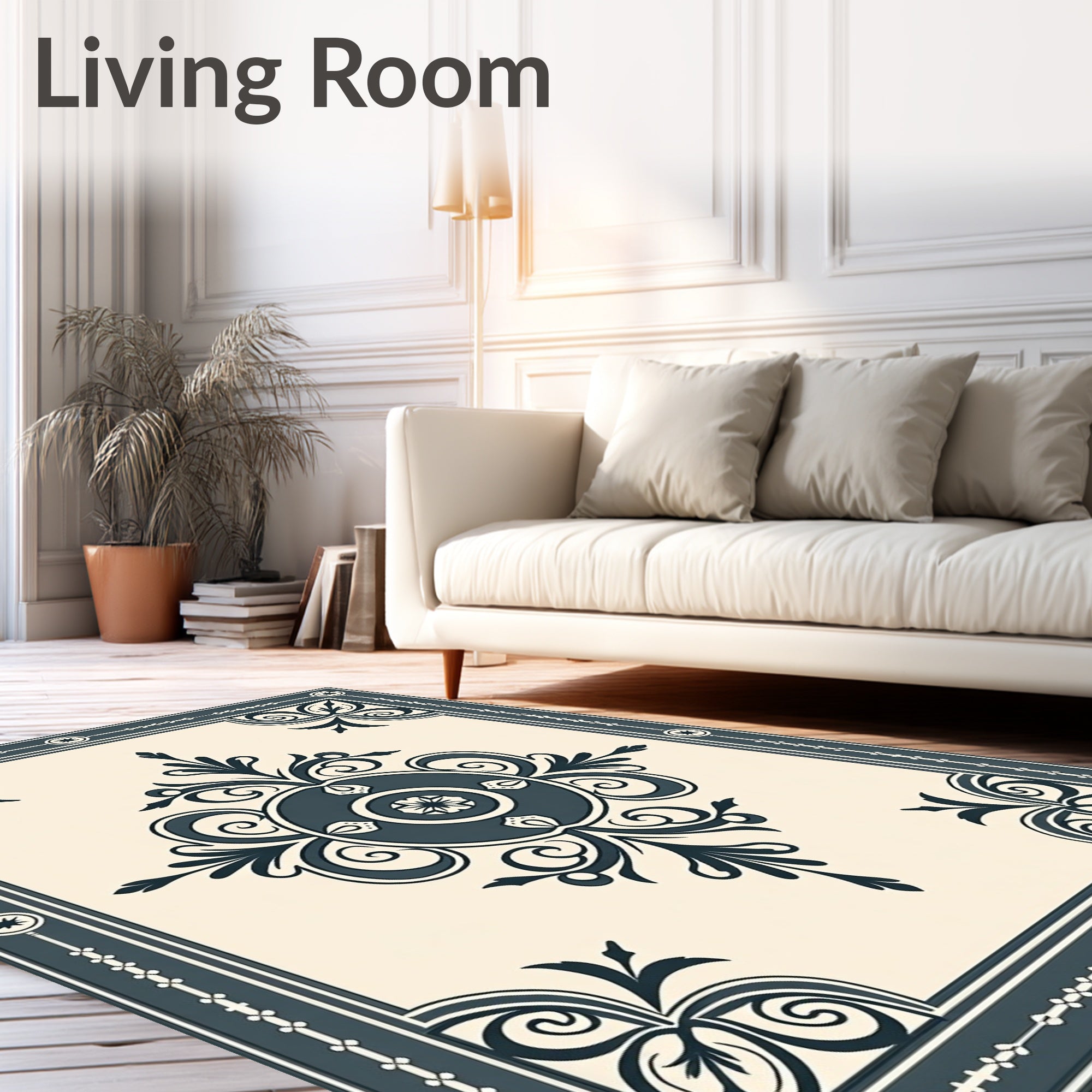 Classic Floral Scrollwork Medallion Pattern Rug