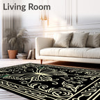 Elegant Outline Butterfly Floral Design Rug