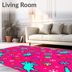 Whimsical Cats Snowflakes Pattern Rug