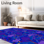 Abstract Blue Purple Swirl Pattern Rug