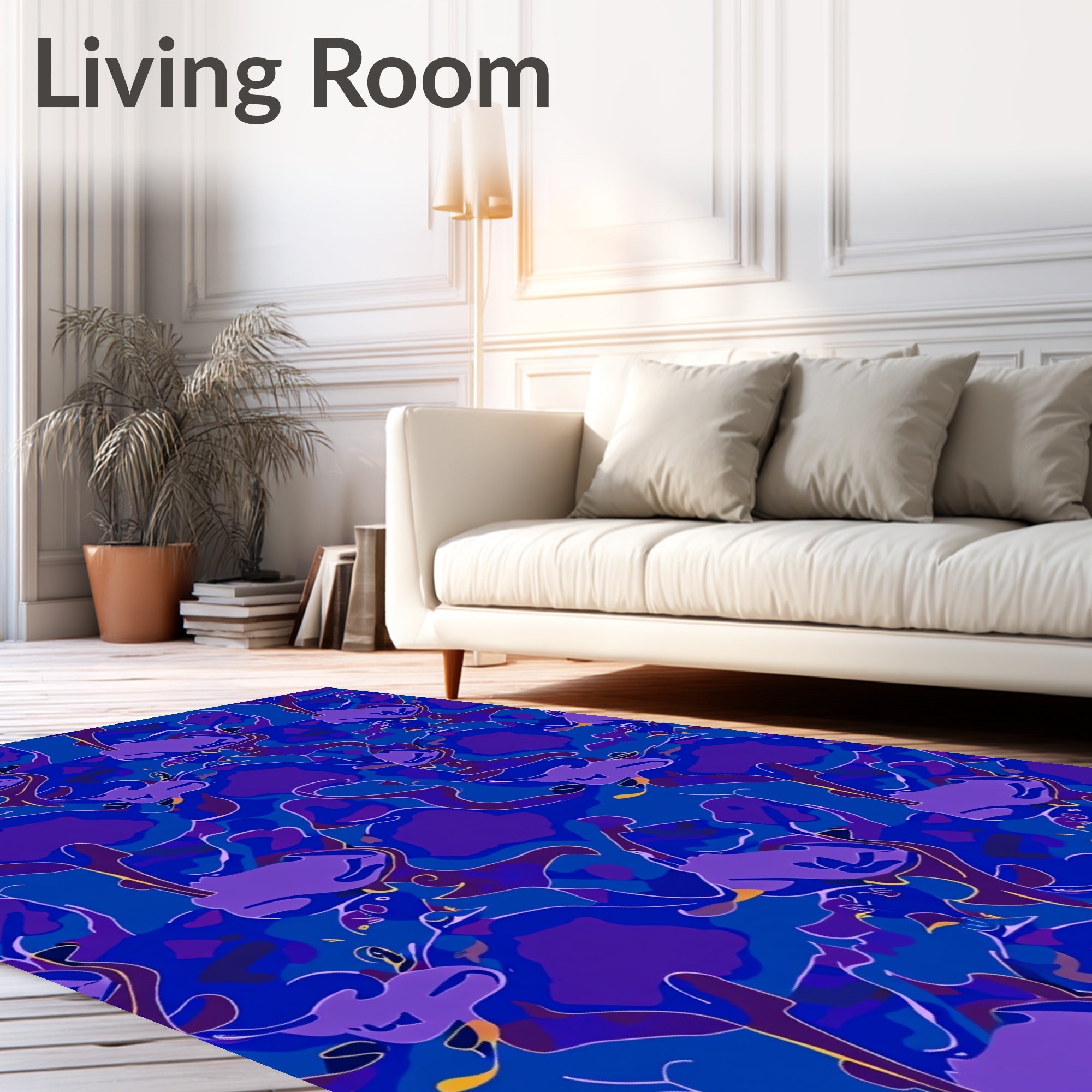 Abstract Blue Purple Swirl Pattern Rug