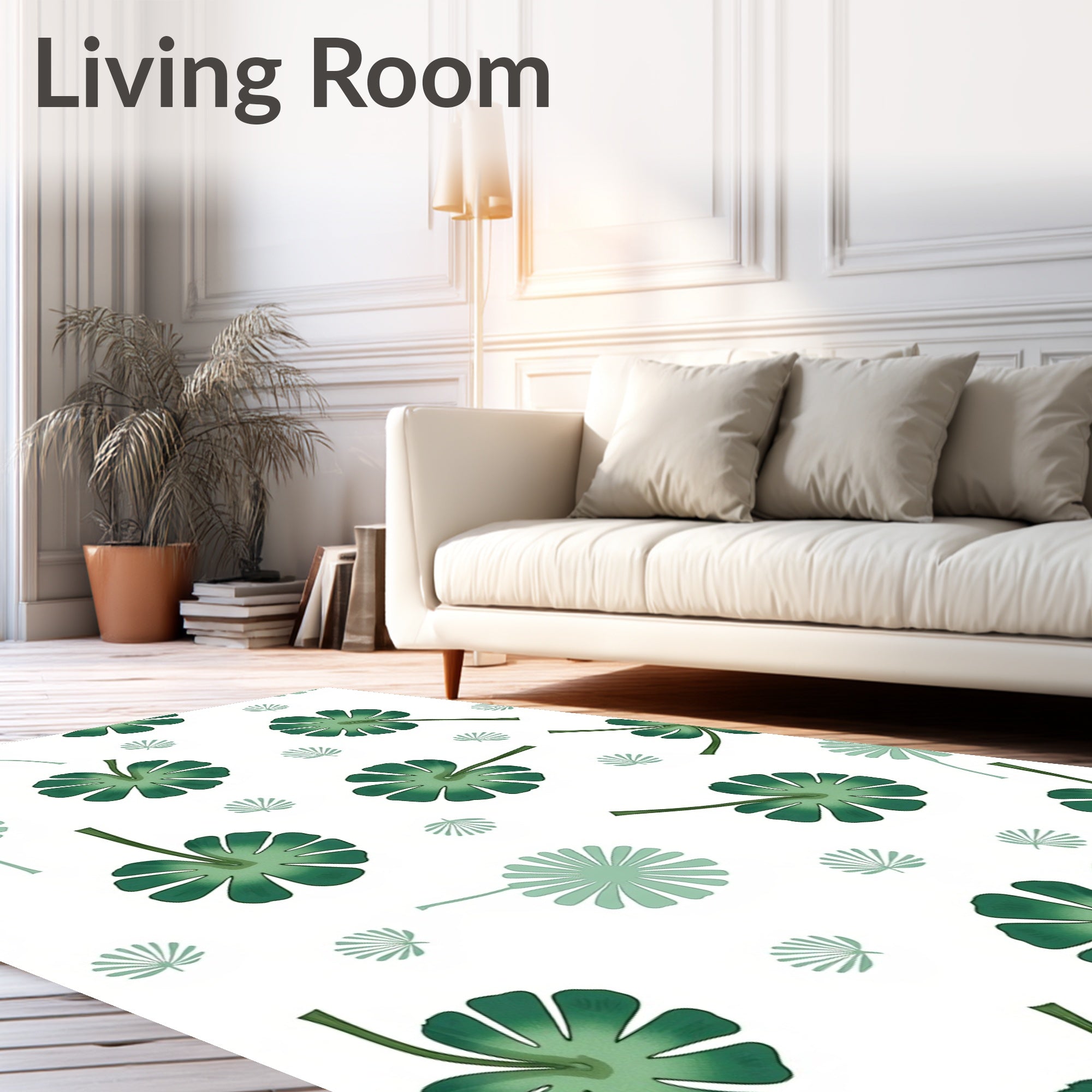 Green Leaf Tropical Pattern Rug