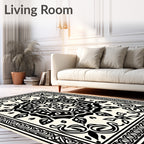 Monochromatic Mandala Floral Pattern Rug