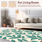 Teal Green Leaf Pattern Wallpaper Rug