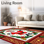 Santa Claus With Festive Stars Pine Design Rug