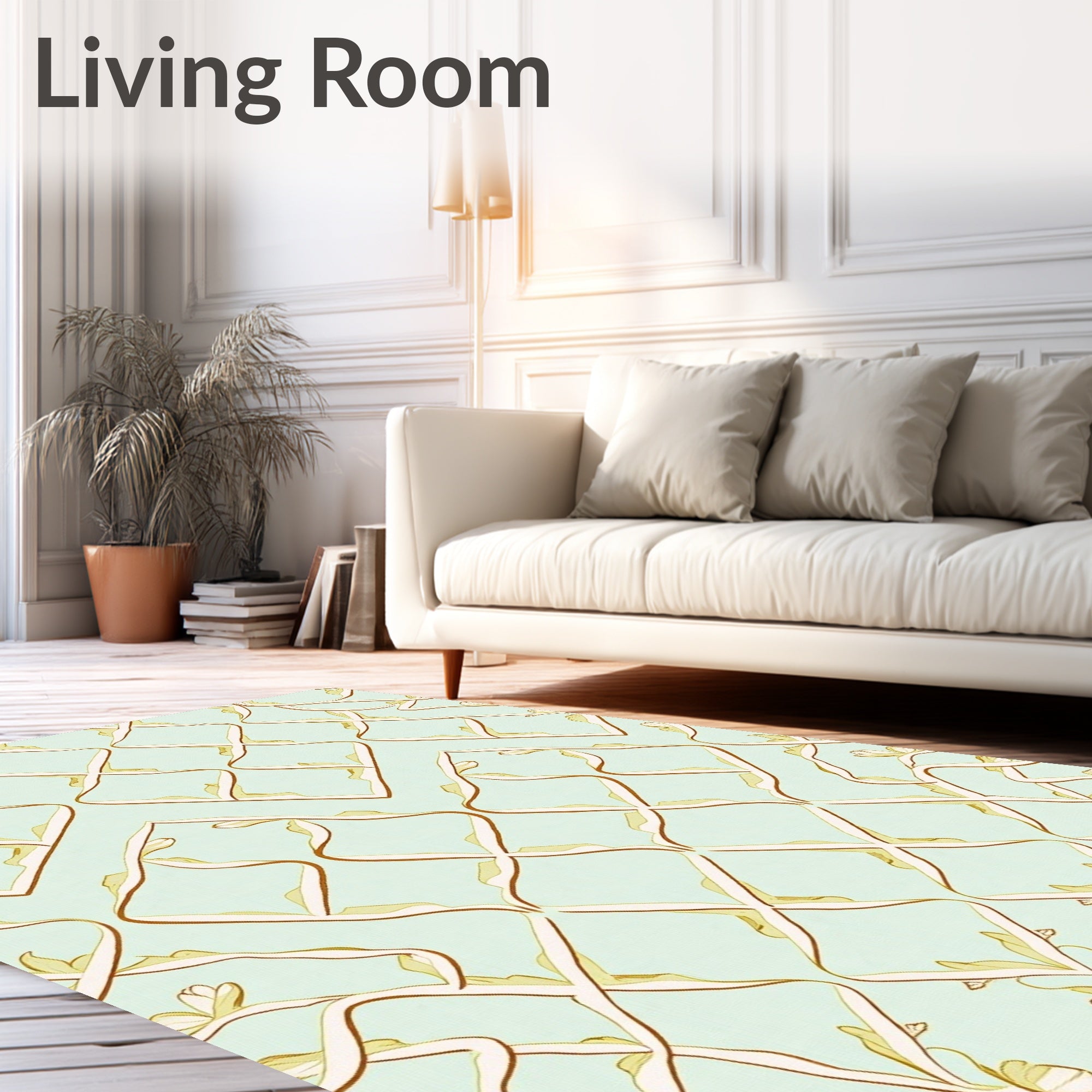 Subtle Pastel Chain Link Floral Design Rug