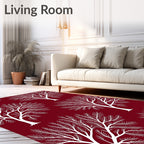 Vivid White Stylized Trees Design Rug
