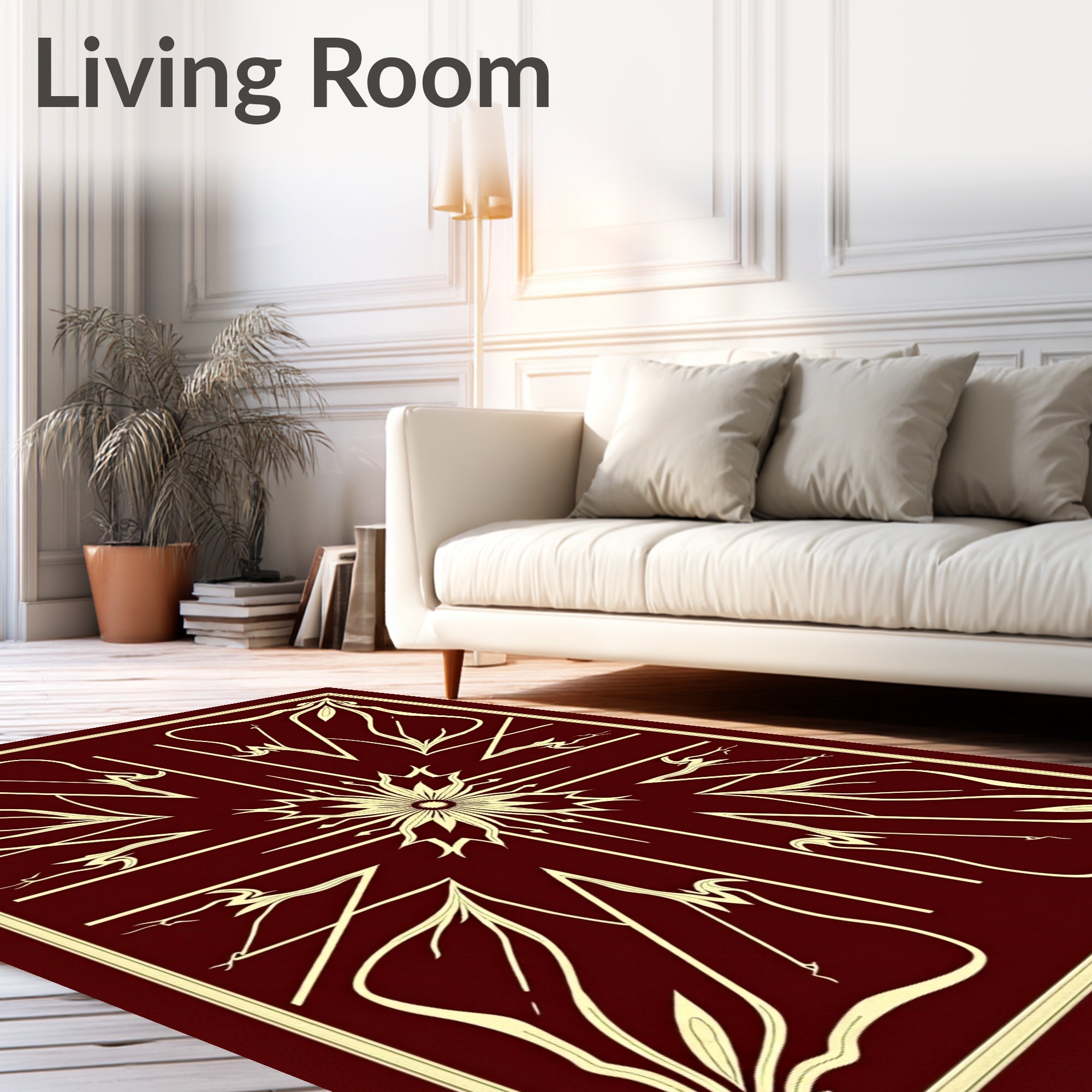 Ornate Floral Geometric Art Nouveau Rug