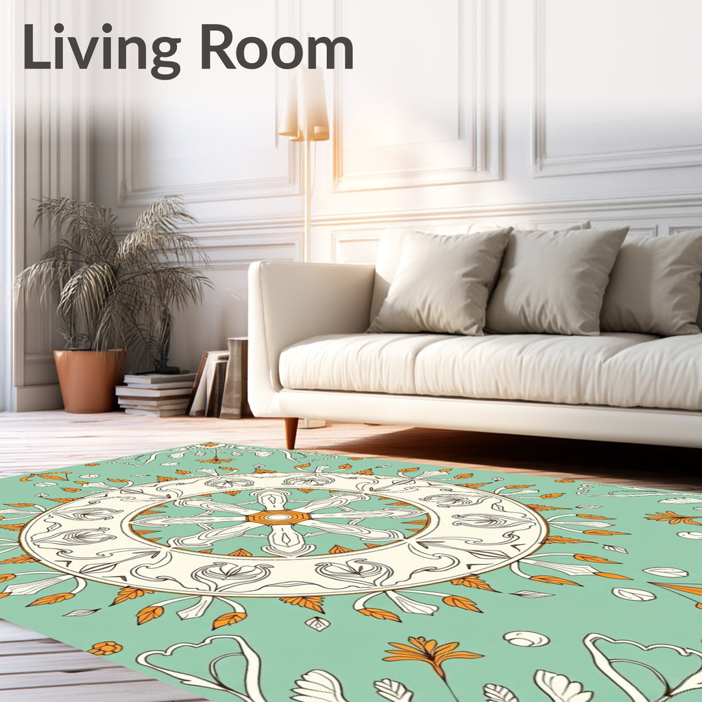 Art Nouveau Floral Wheel Pattern Rug