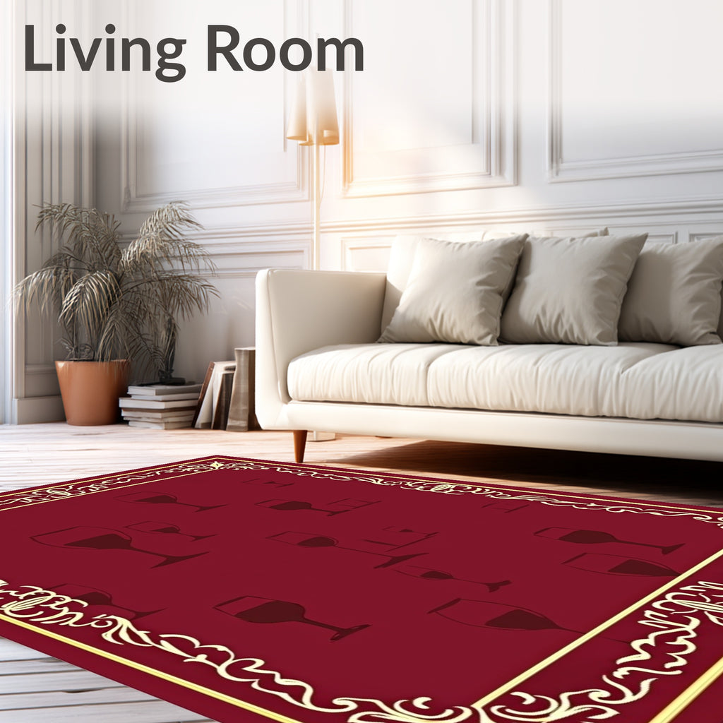 Regal Wine Glasses Ornate Border Rug