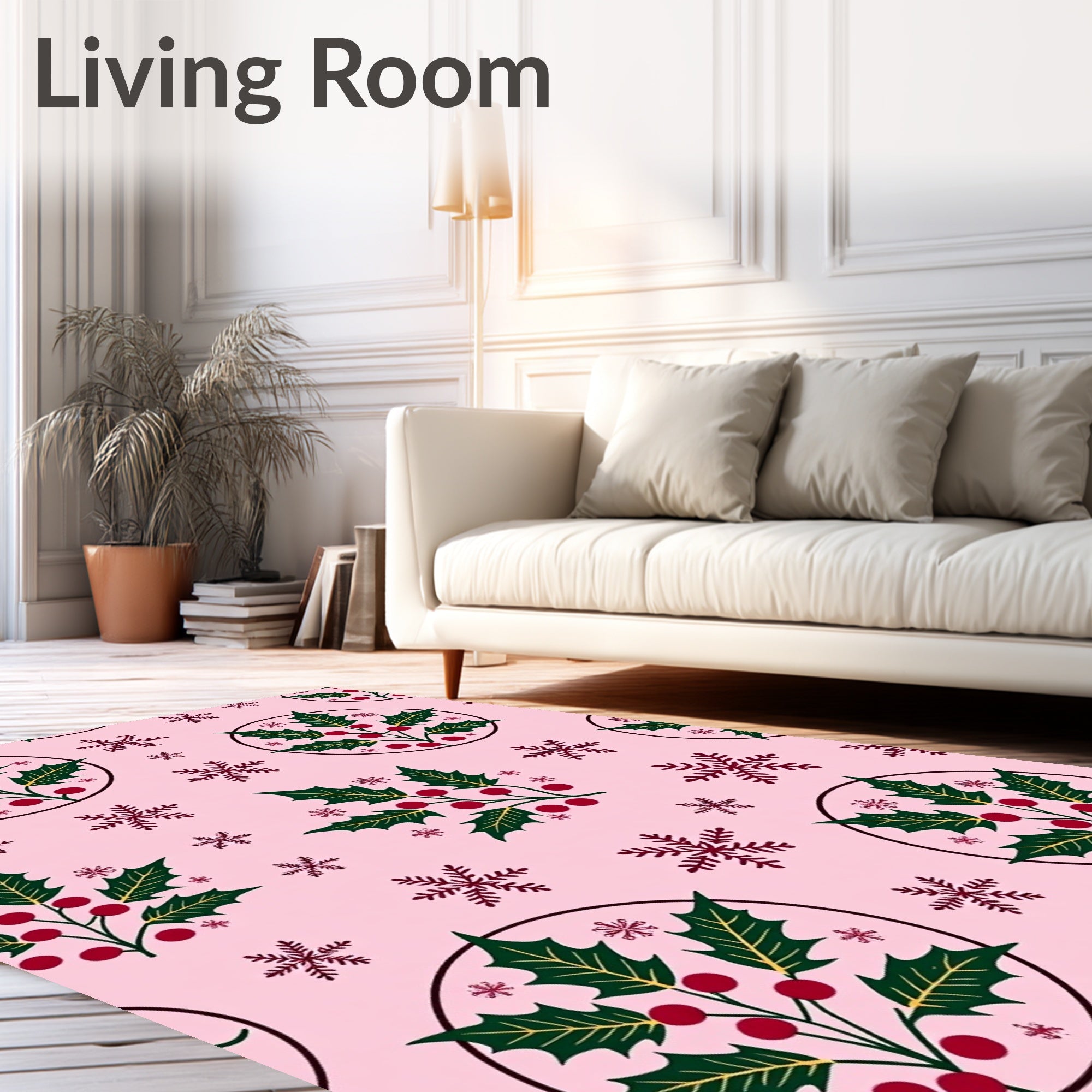Holly Berry And Snowflake Pattern Rug