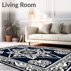 Ornate Floral Medallion Border Rug